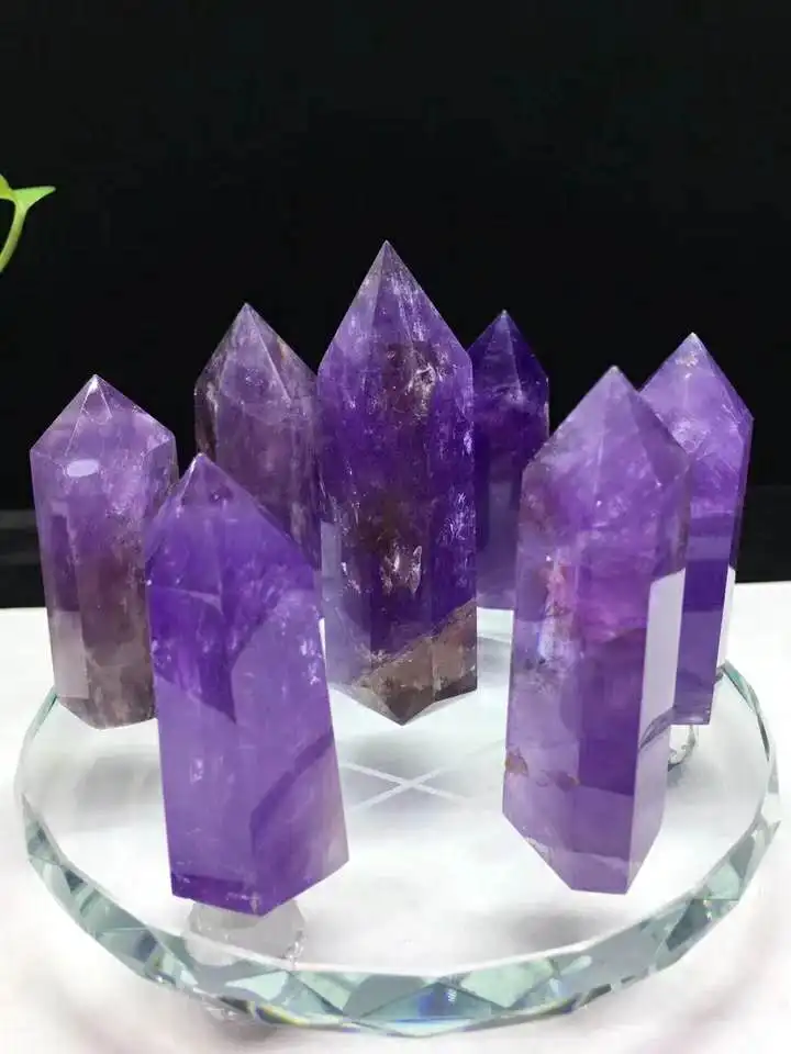 

Natural Quartz Seven Star Array Amethyst Quartz Wand Point Wicca,Reiki Chakra Healing Crystal Home Decoration Crafts Gift