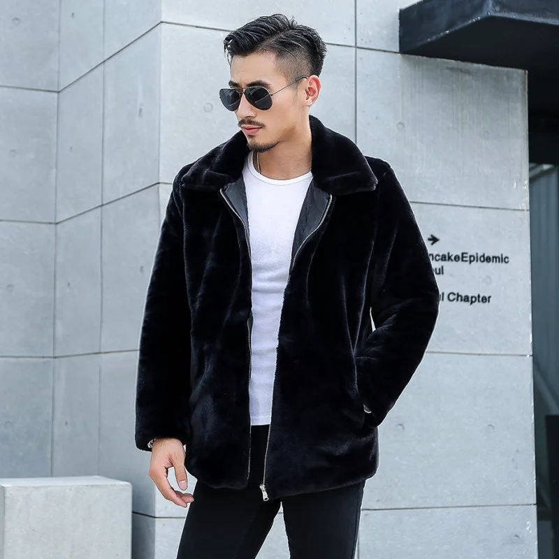 Новинка 2019 шуба имитация воды Рекс одежда из кроличьего меха Мужская