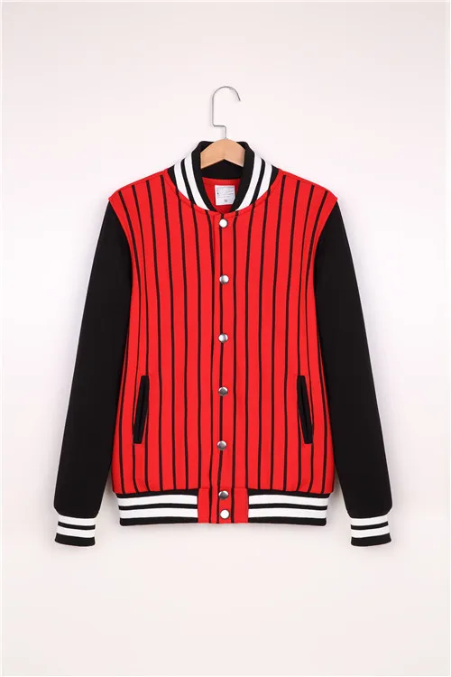 Stripes red Весенне-осенняя Молодежная куртка бейсбольная рубашка бомбер куртки пэчворк цвет Толстовка университетские куртки S-XXXL - Цвет: Stripes red