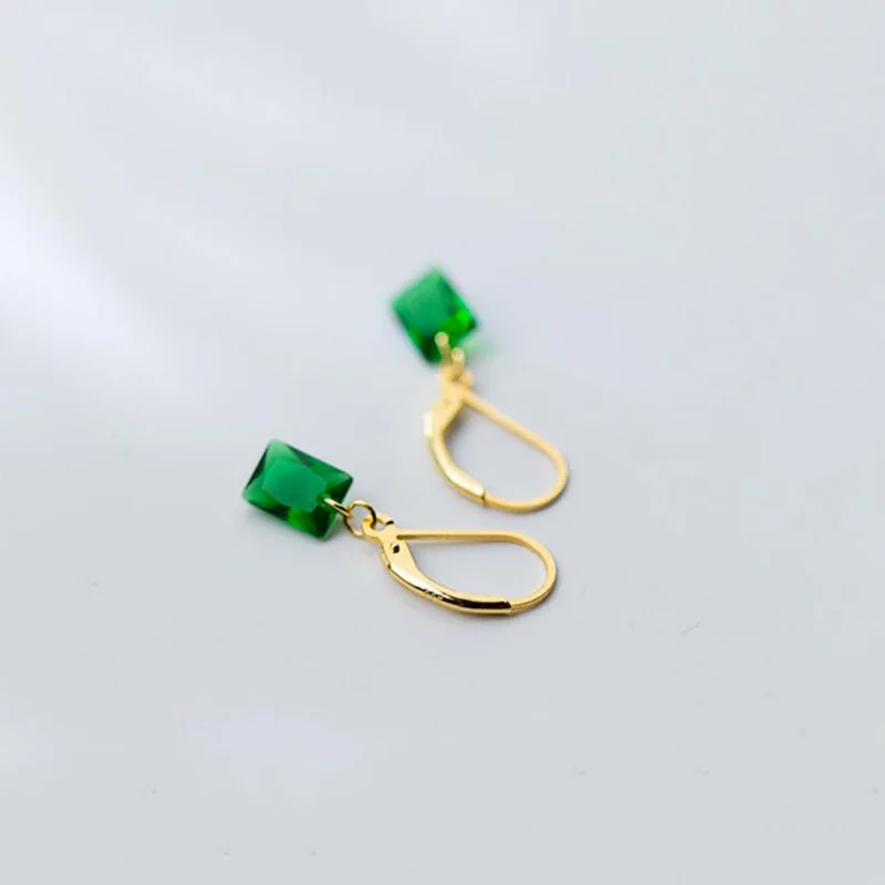 Натуральный камень квадратный Зеленый Кристалл капля цвета золота серьги