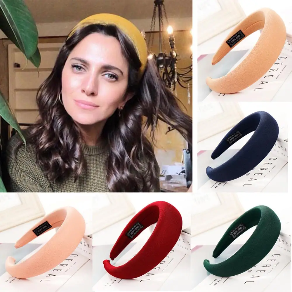 

Solid Cotton Padded Headband For Women Girls Fashion Handmade Sponge Thicken Hairbands Hair Hoop Bezel Hair Accessories Headwear