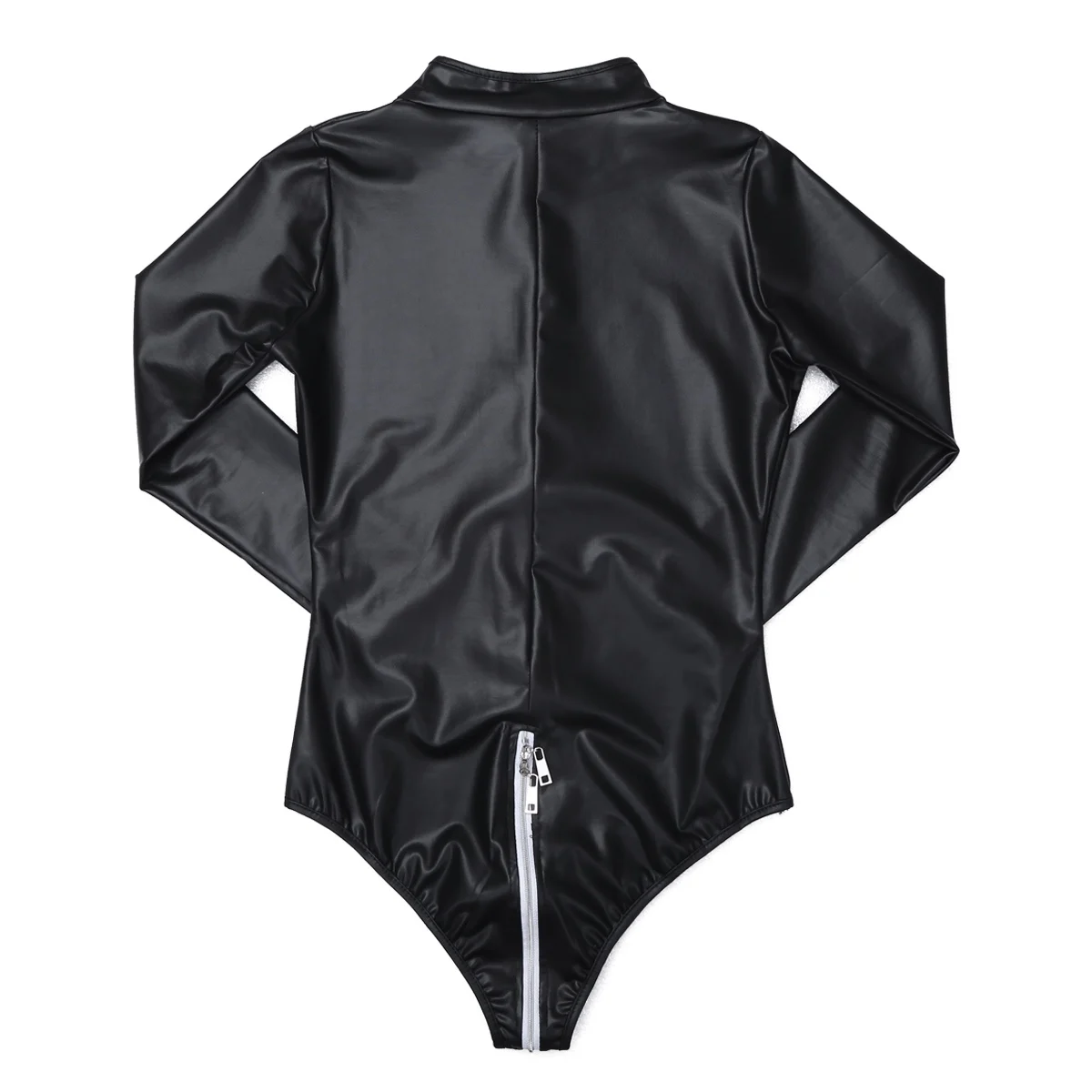 Женское белье латекс кожа боди с длинным рукавом на молнии сексуальный костюм