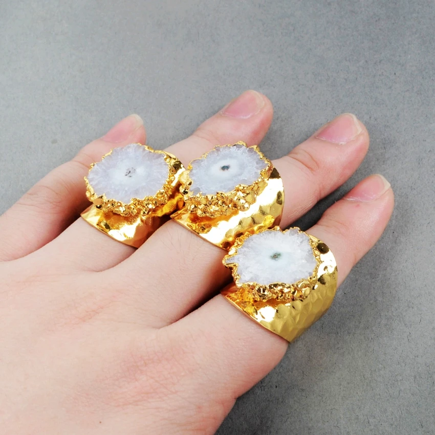 Кольцо BOROSA 5 шт./лот золотистого цвета натуральный белый Солнечный Кварц