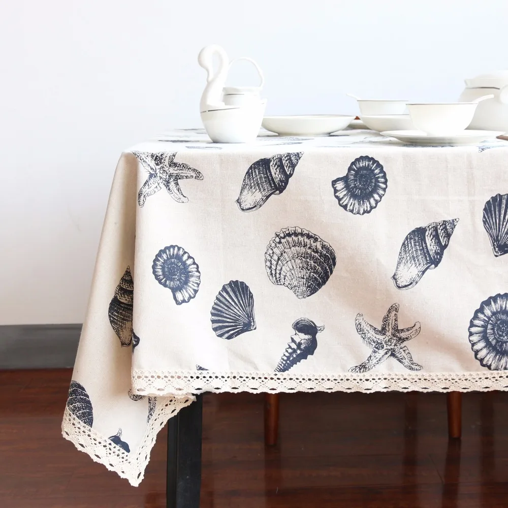 Постельное белье хлопок скатерть раковина с принтом океана покрытие стола