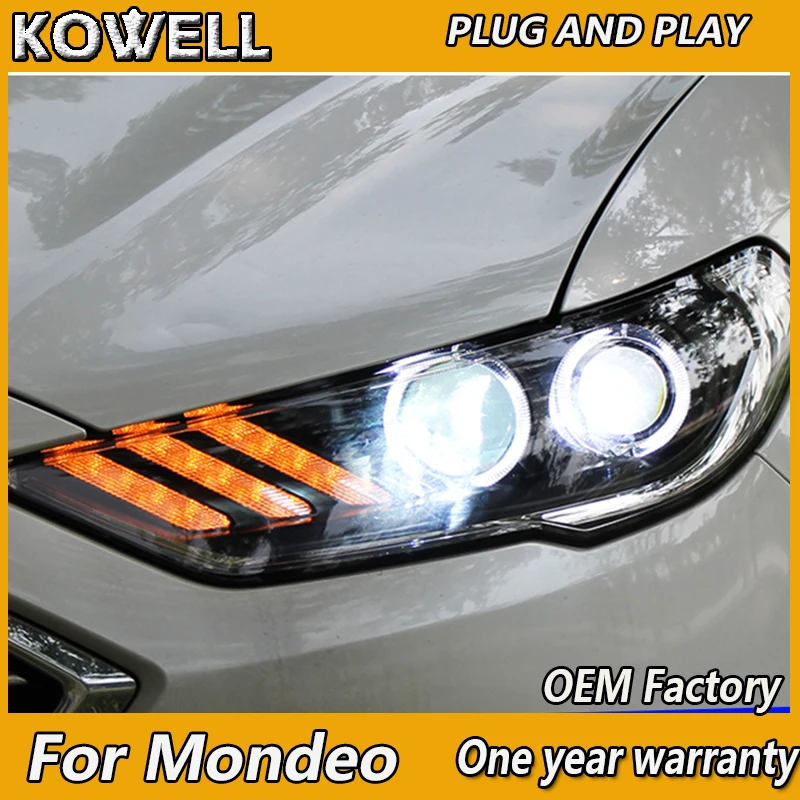 KOWELL-faros delanteros para coche Mondeo, luz LED de fusión DRL Bi xenón, lente de haz Alto y Bajo, Original, 2016, 2017, 2018