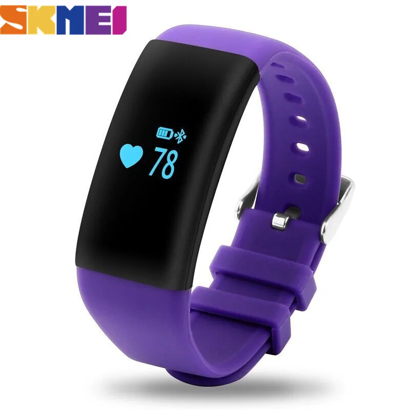 Purple SKMEI модный умный Браслет Сенсорный экран монитор сердечного ритма во время сна цифровые часы Шагомер фитнес трекер спортивные часы D21 - Цвет: Purple