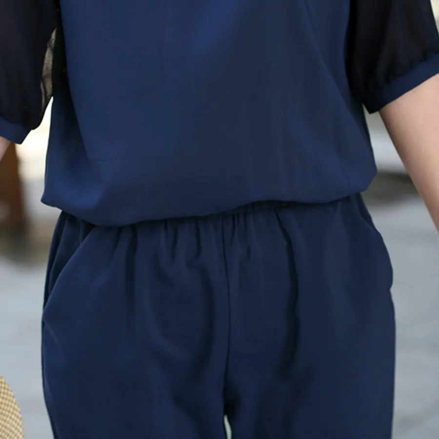 

3XL 4XL Big Plus Size Jumpsuits And Rompers For Women Casual Full Length Elegant Chiffon Jumpsuit 2020 Summer Loose One Piece