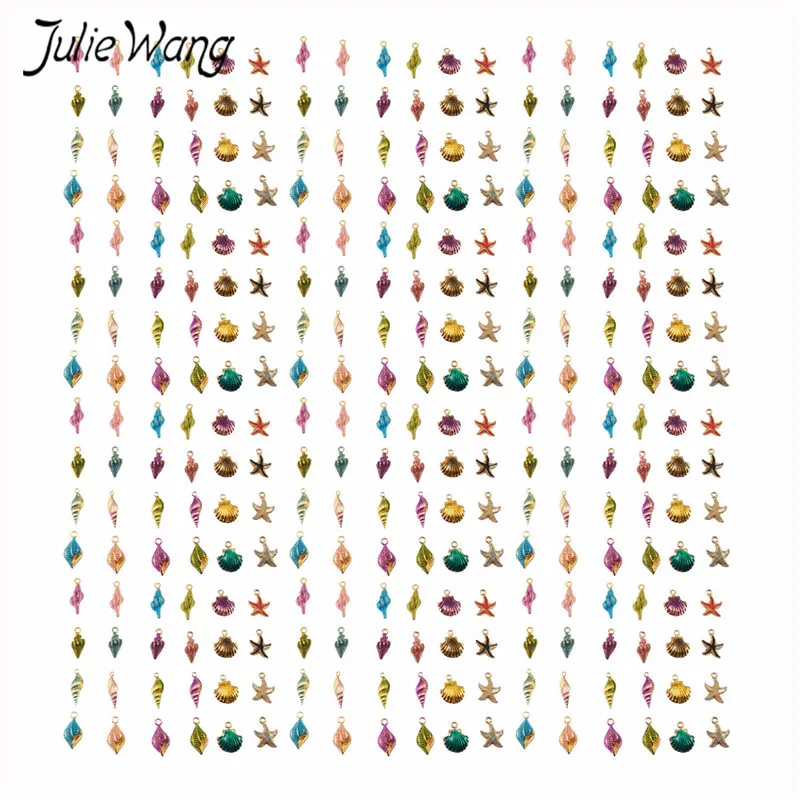 Julie Wang 40 шт. разнообразные разноцветные эмалевые морские ракушки Раковины