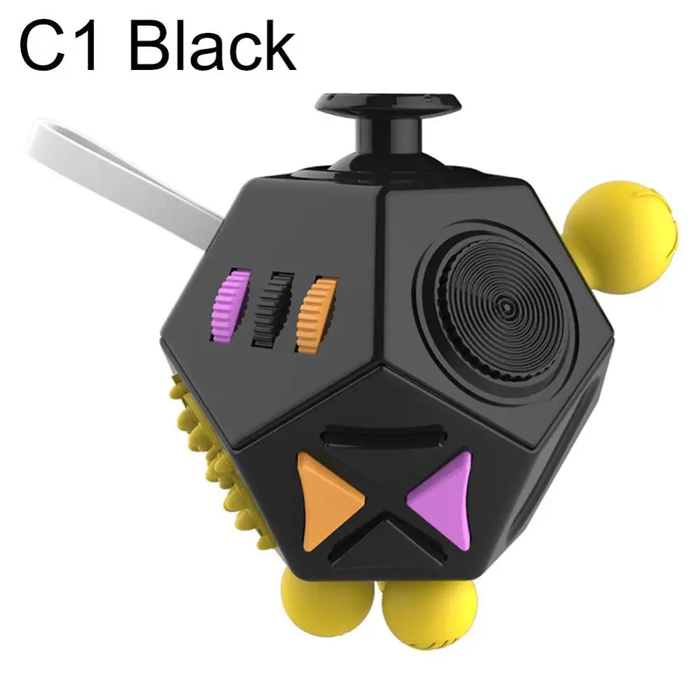 C1 Black Портативный 12-сторонние креативный пазл игрушка для снятия стресса в кости анти-Тревога игрушка для детей и взрослых подарок Игрушки для раннего развития детей для детей - Цвет: C1 Black