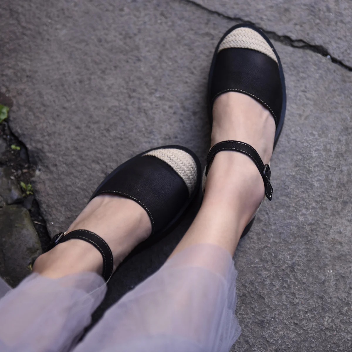 Женские босоножки на толстой подошве Artmu полубосоножки из натуральной кожи с