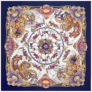 POBING 100% Шелковый квадратный шарф, женские шарфы и шарфы с цветочным принтом в Испании, Женский фуляр, роскошная брендовая бандана, хиджаб