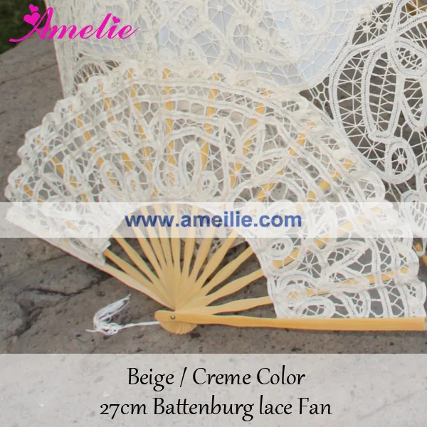 Свадебный кружевной веер Винтажный ручной работы 27 см 1 шт.|battenburg lace|victorian wedding