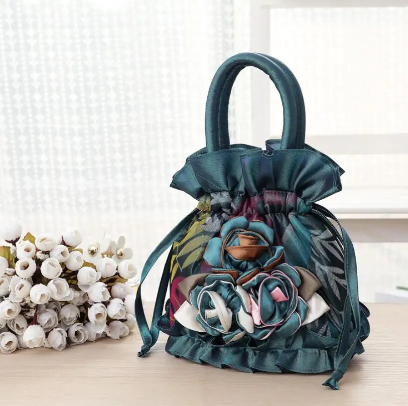 Новая женская кружевная Цветочная сумка-мешок для монет Холщовая Сумка