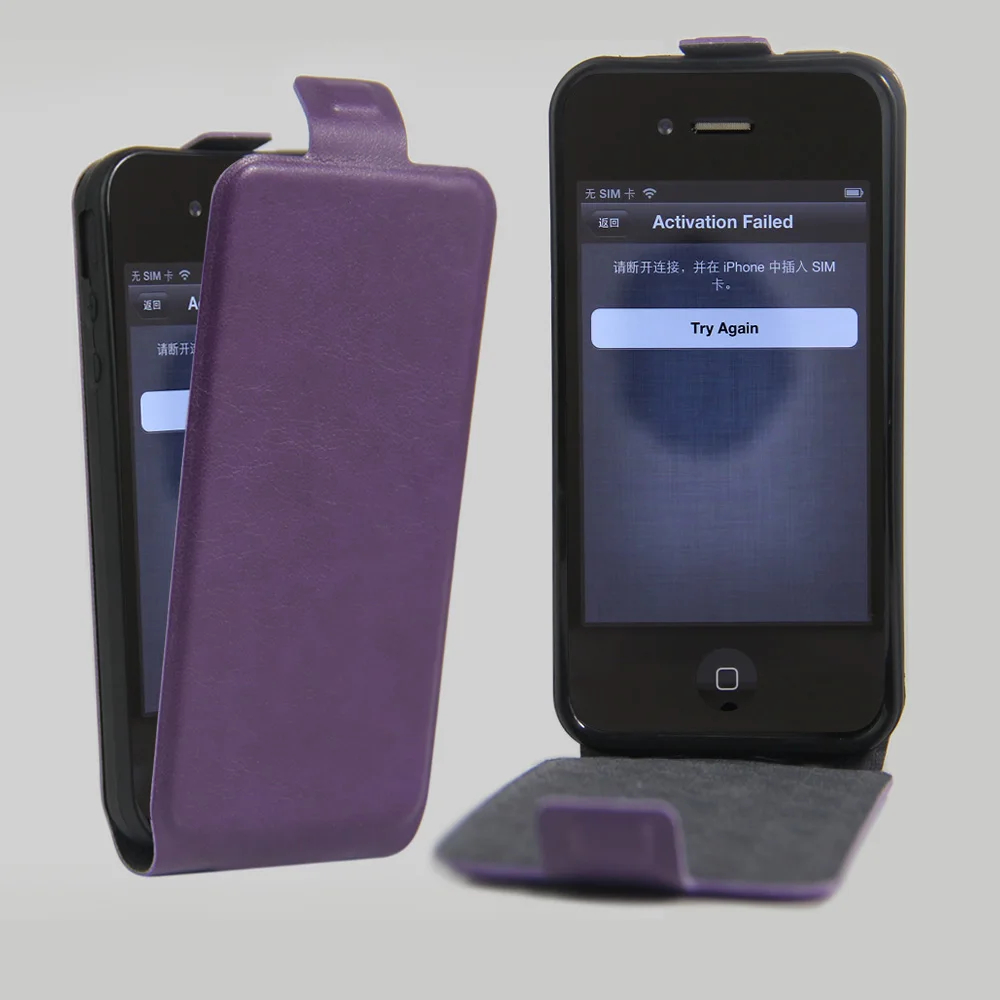 Кожаный чехол для iPhone 4 4S с магнитной адсорбцией, флип-чехол для Apple iPhone 4S, защитный чехол-раскладушка - Цвет: Фиолетовый