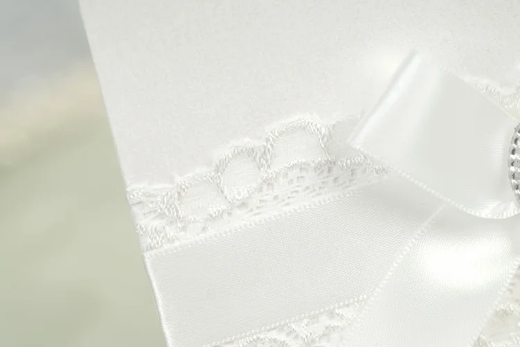 Свадебные приглашения белого цвета с кружевом Перл лента 30 компл./лот | Дом и сад