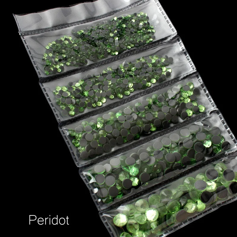 Peridot Новая распродажа, разноцветные стразы для горячей фиксации 1200 шт, хрустальные декоративные камни для одежды, орнамент - Цвет: Peridot