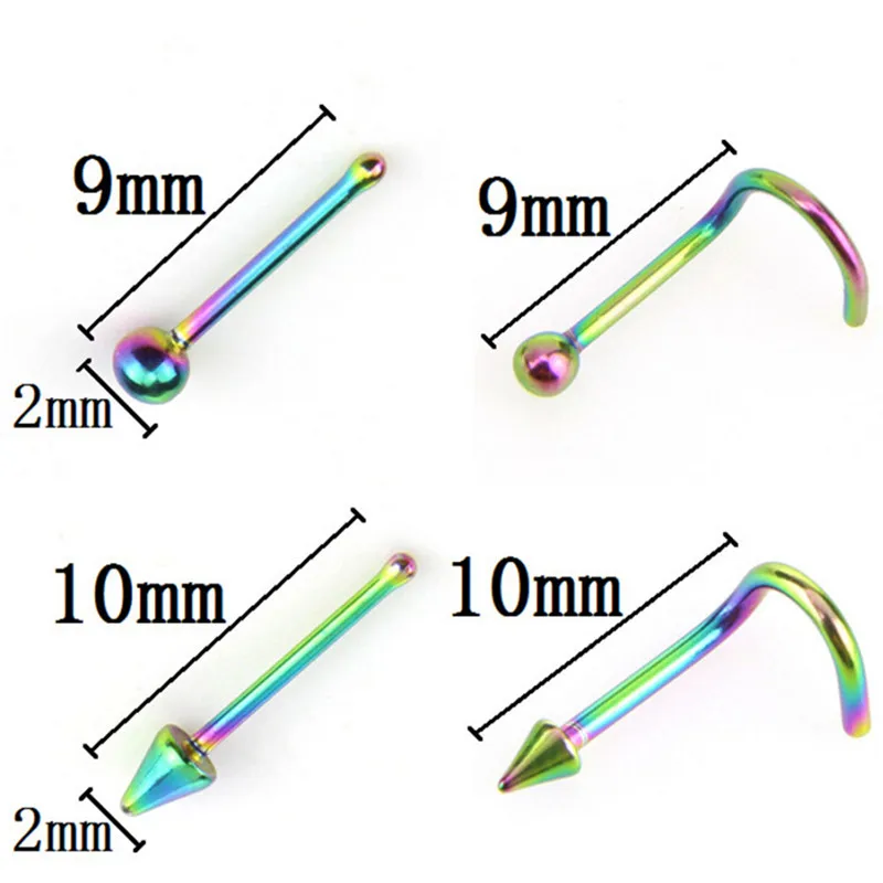 24 шт./лот новые кольца для носа цветные пирсинг губ Пирсинг из нержавеющей стали