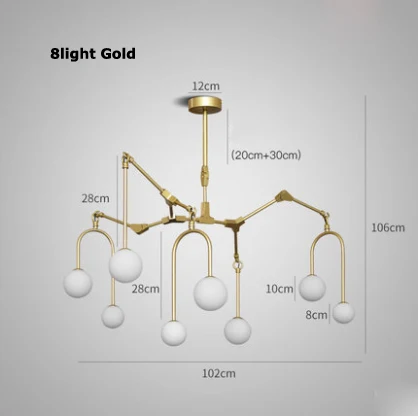 8light gold G4 светодиодный железные в стиле постмодерн стеклянный золотой черный дизайнерский светодиодный светильник. Подвесной светильник s. Подвесной светильник. Подвесной светильник для столовой - Цвет корпуса: 8light gold
