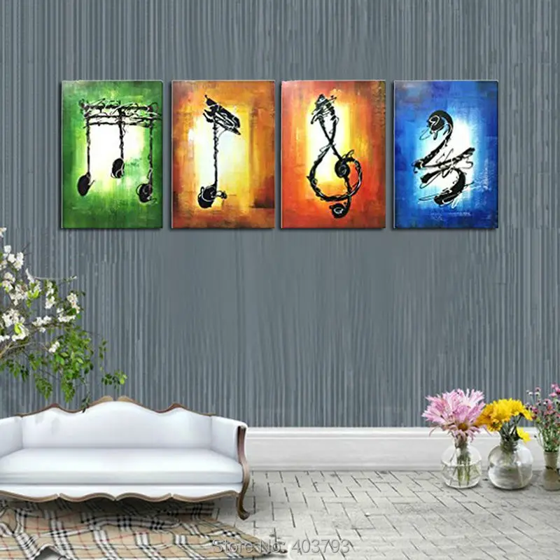 Большая Современная Абстрактная музыкальная Note 100% ручная роспись картина маслом