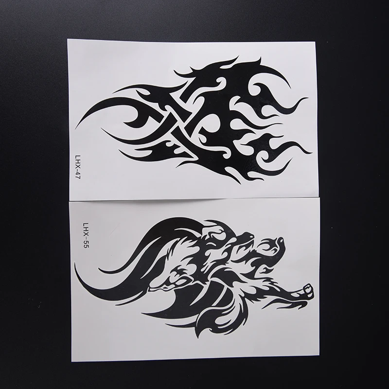 

1X 19*12cm Tribal Totems Black Drgon Fire Fake Tattoos Waterproof Water Transfer Temporary Stickers Disposable Glitter