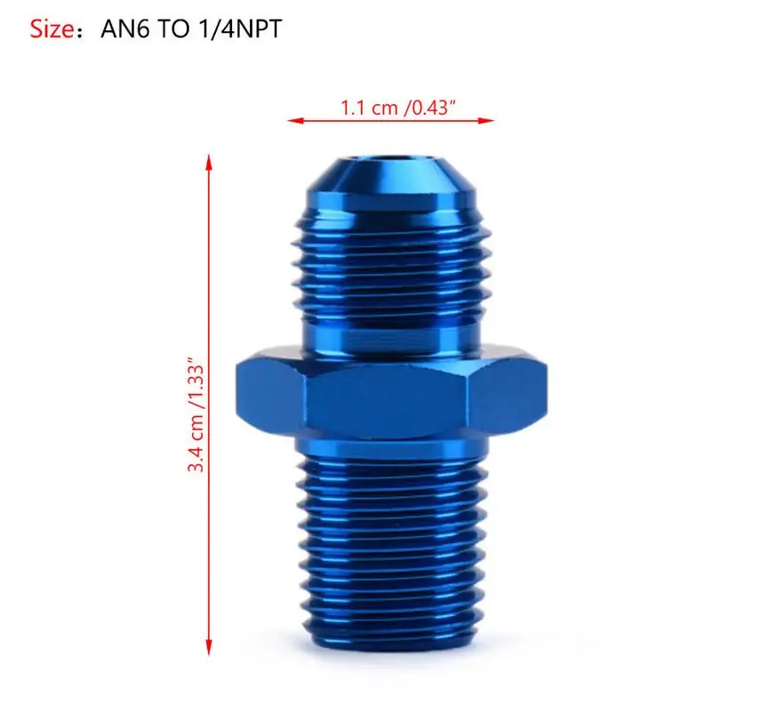 AN6 TO 1 4NPT Areyourshop автомобильный 1 шт. AN4 AN6 AN8 AN10 AN12 NPT прямой Мазут Воздушный шланг фитинг Мужской адаптер синий авто аксессуары - Цвет: AN6 TO 1 4NPT