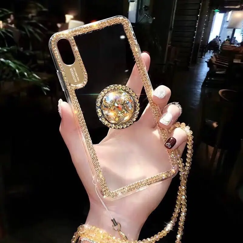 Роскошные Стразы чехол с ручной веревкой для iPhone 7 8 6 6S 4 5 Plus X телефона блестящее
