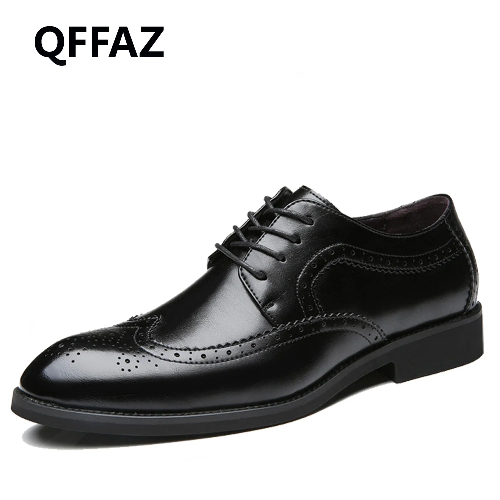 QFFAZ New Men Dress Genuine Leather Casual Shoes Flats Business Oxford Formal Wedding | Обувь