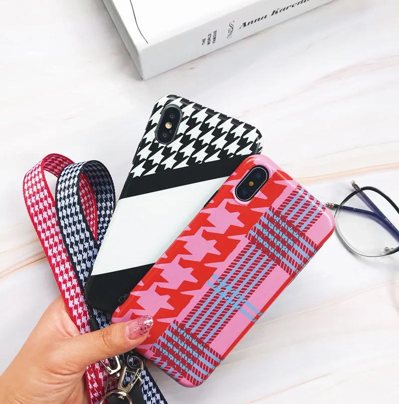 Чехол для телефона Haissky Squishy из мягкого ТПУ в полоску iPhone 6 6S 7 8 X с ремешком на шее и