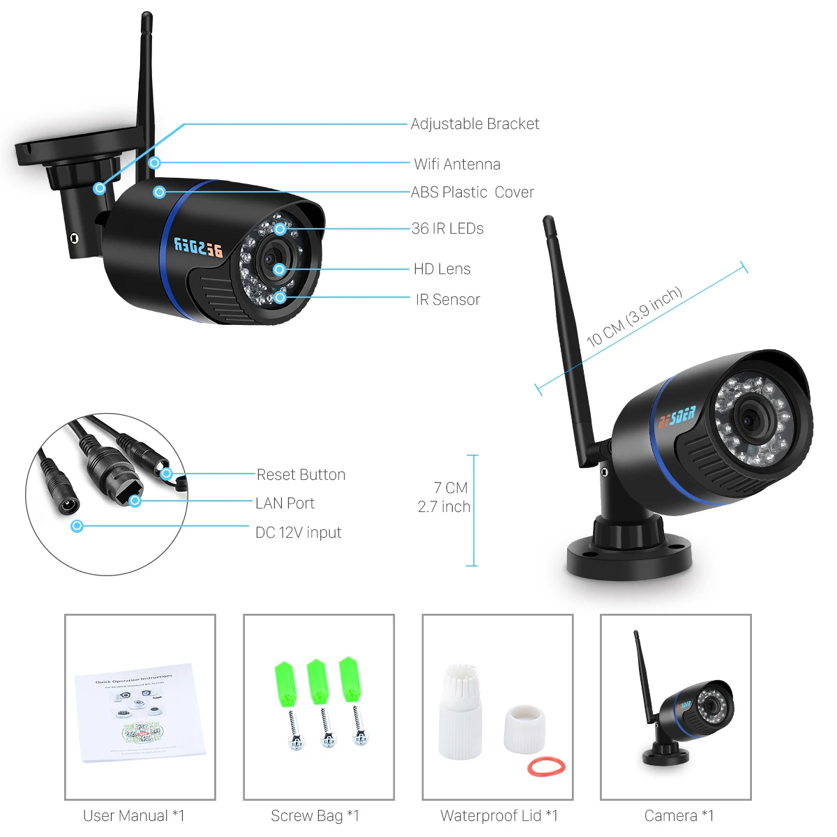 BESDER Yoosee Wi-Fi Ip CCTV Камера 720 P 960 1080 P Onvif P2P черного цвета, в виде Пули безопасности уличные Ip Камера Беспроводной Поддержка SD карты
