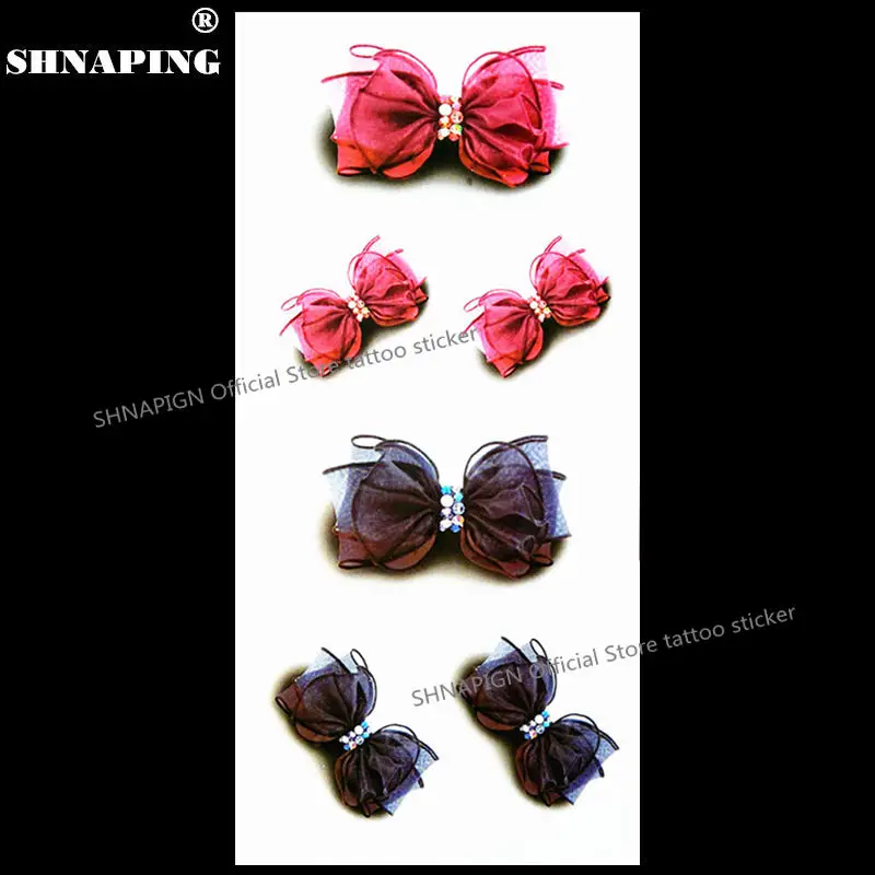 SHNAPIGN сексуальные Gauzy Bowknot Временные татуировки боди арт флэш наклейки 19*9 см