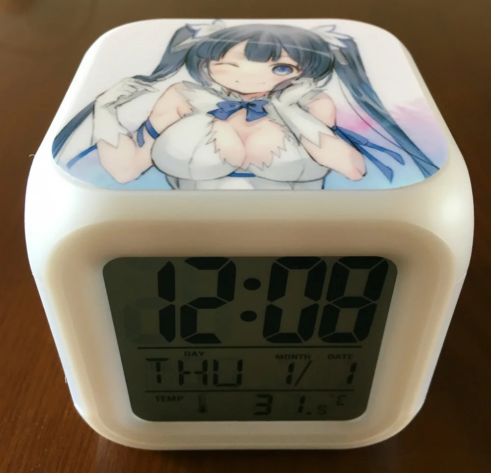 Japanese Anime Hestia Danmachi seven Color Change Glowing Digital Alarm Clock 144206 | Дом и сад