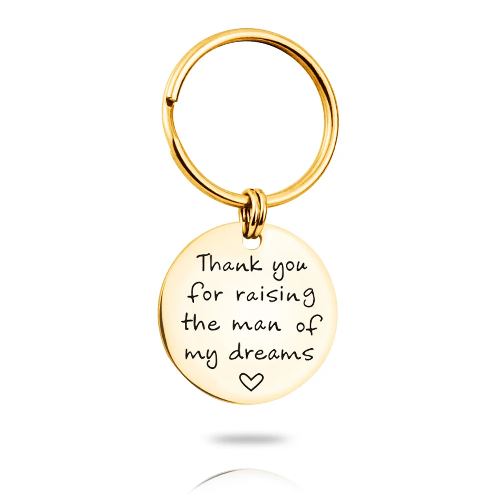 MYLONGINGCHARM Personalized Engraved Keychain Stainless Steel Thank you for raising the man of my dreams G3109 | Украшения и