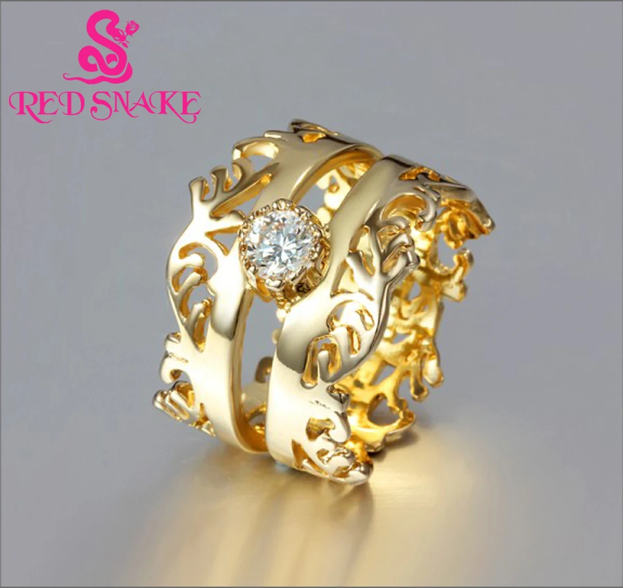 

RED SNAKE Ring Anti Allergy Electroplating Golden, Engraved with Gold-color, Set Zircon .Theme, the mystery of the eye
