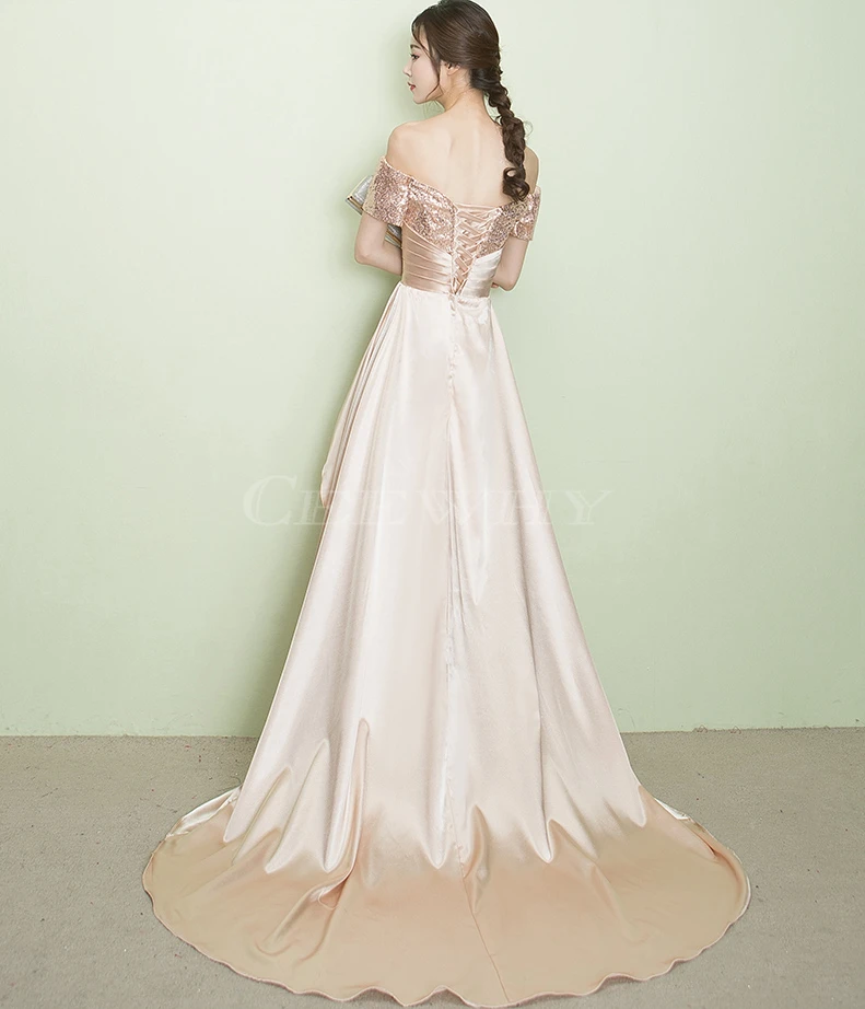 CEEWHY/Вечерние платья с блестками и кристаллами; Abendkleider Vestido de Noiva; асимметричные вечерние платья со шлейфом