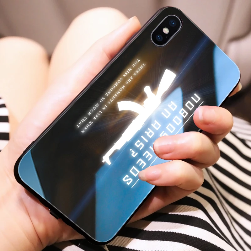 Mofi Smart Led Glow Phone Case For iPhone XS MAX Cover Apple XR Funda Luxury Silicone TPU Gun Cool Glass Capa |