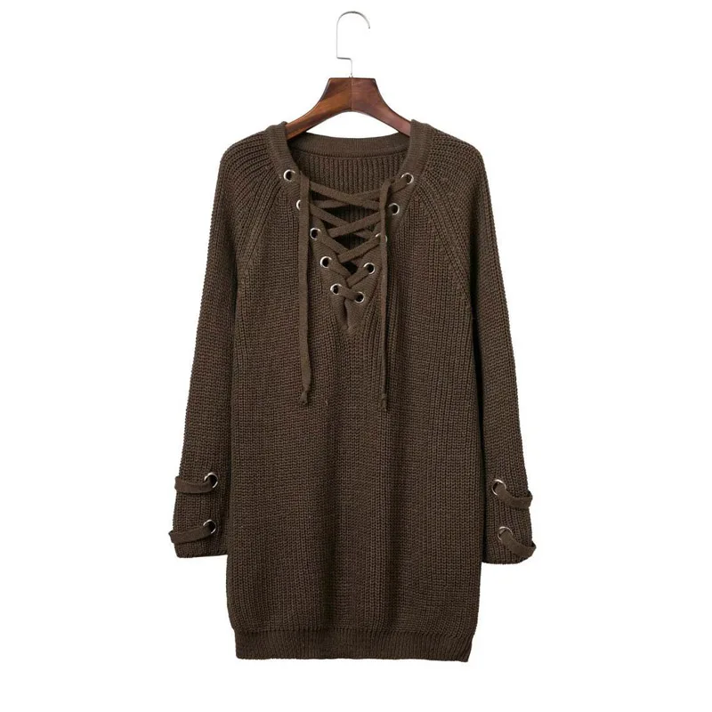 2019 autumn straps long sleeves with V-neck knit women's sweater Free shipping | Женская одежда