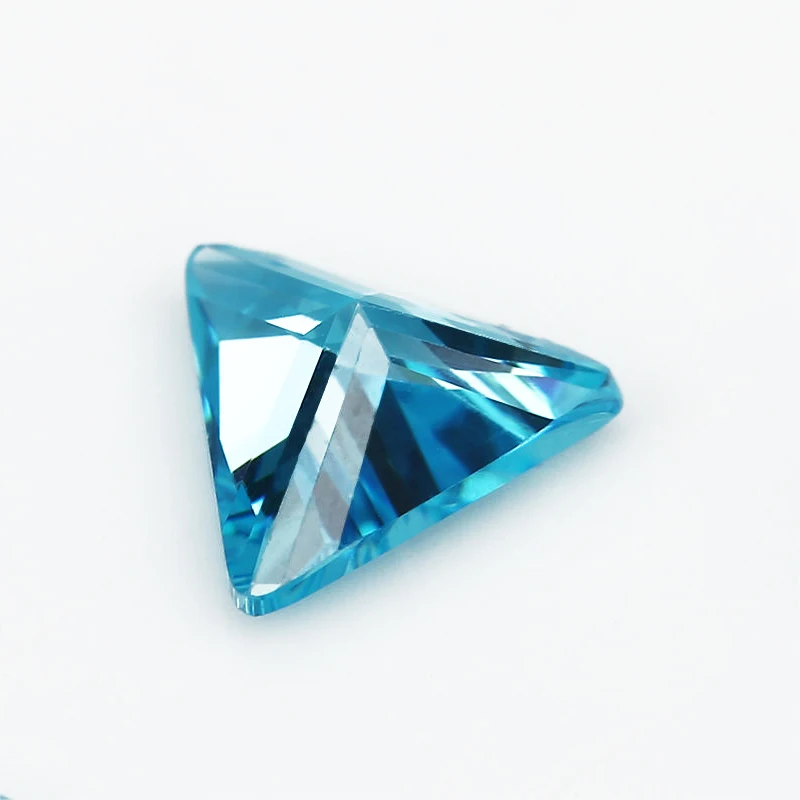 

3x3~10x10mm Triangle Shape 5A Middle Seablue CZ Stone Synthetic Gems Cubic Zirconia For Jewelry DIY