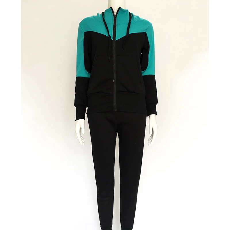 Лоскутный комплект из 2 предметов: топ на молнии и штаны с капюшоном новый