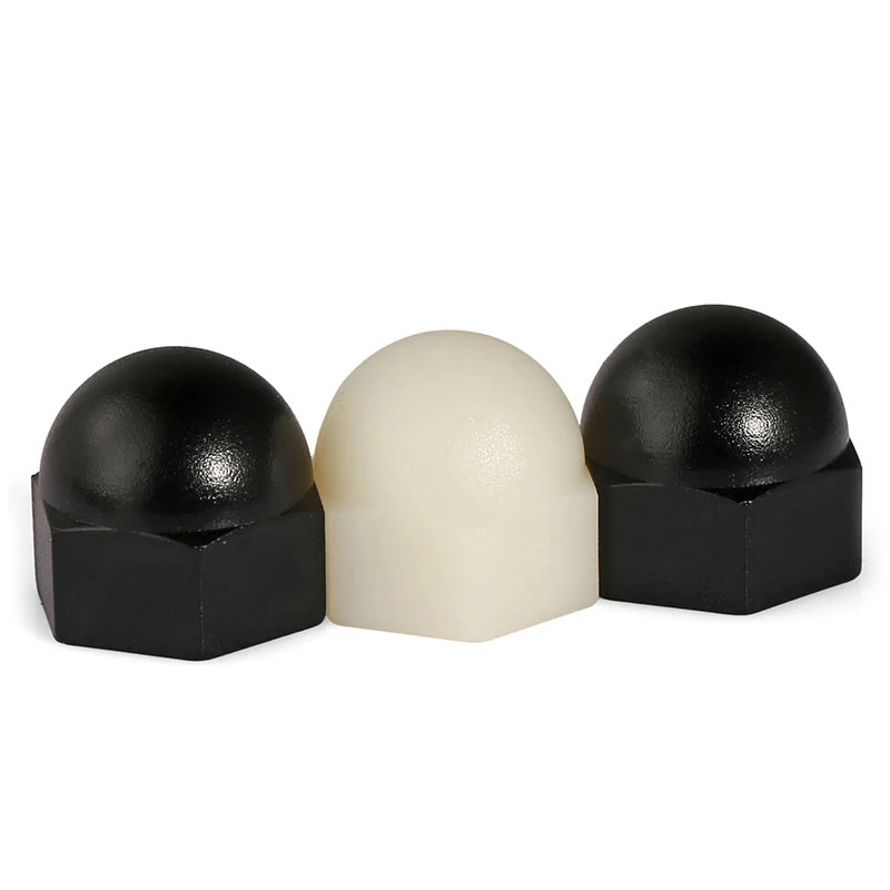 Черно белые нейлоновые шестигранные желуди с метрической резьбой пластиковые