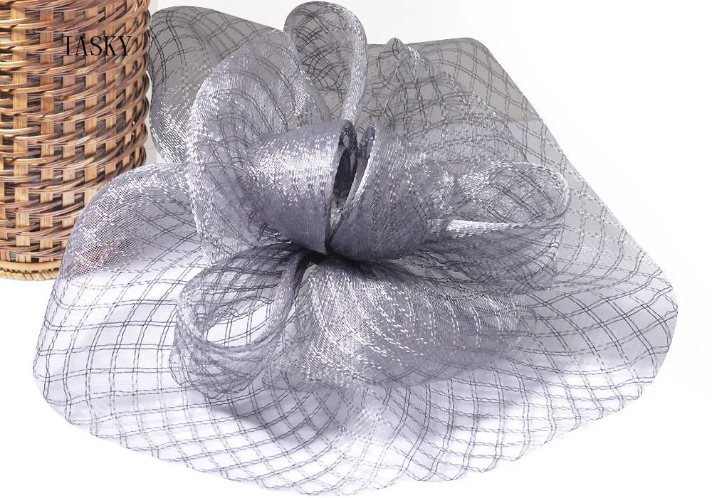 Большой серый головной убор заколка для волос в сетку женский свадебной