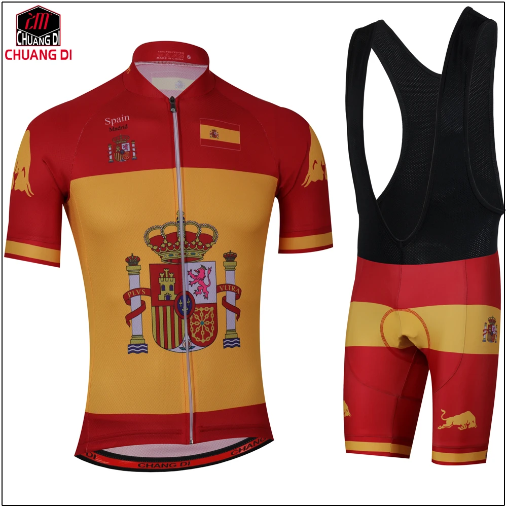 Jerseys Bib Shorts Наборы для велоспорта с национальным флагом Испании, дышащие майки для велоспорта, быстросохнущая одежда для велоспорта, гелевая подкладка, mtb, горный велосипед, Ropa Ciclismo Nation - Цвет: Jerseys Bib Shorts