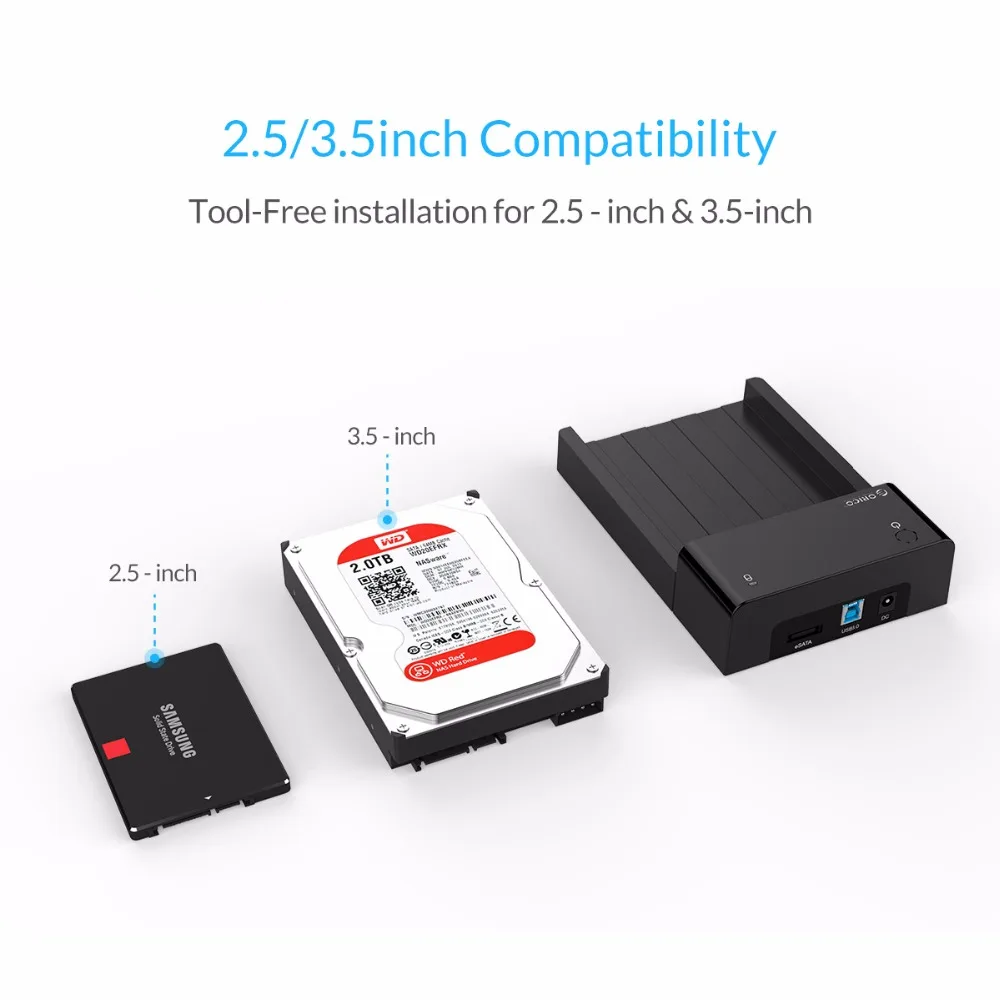 ORICO 6518SUS3 инструмент бесплатно USB 3 0 и eSATA 2 5 &quotи 5&quot SATA жесткий диск Док-станция для