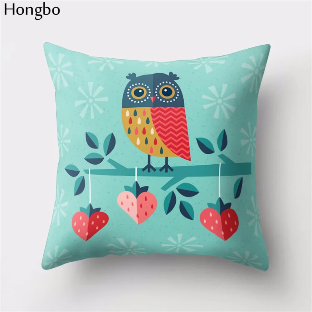 Hongbo 1 шт. мультяшная наволочка с совами, полиэстер, подарок на день Святого Валентина, кресло, талия, квадратная наволочка, чехол
