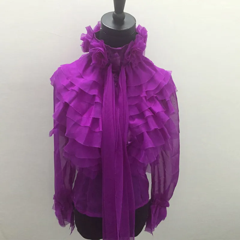 purple Осенняя Женская водолазка, топы, галстук-бабочка, женские рубашки, перспективная шифоновая OL Блузка, рубашка, Женский прочный фонарь, рукав, блузка - Цвет: purple