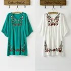 Винтажная блузка 70s с цветочной вышивкой, платье-пачка в стиле бохо, платье большого размера, 2019