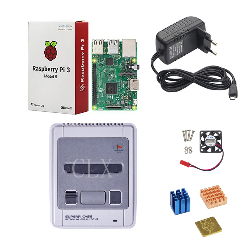 Чехол Retroflag SUPERPi чехол-J NESPi чехол + Raspberry Pi 3 Model B/B комплекты адаптер питания 5 в А