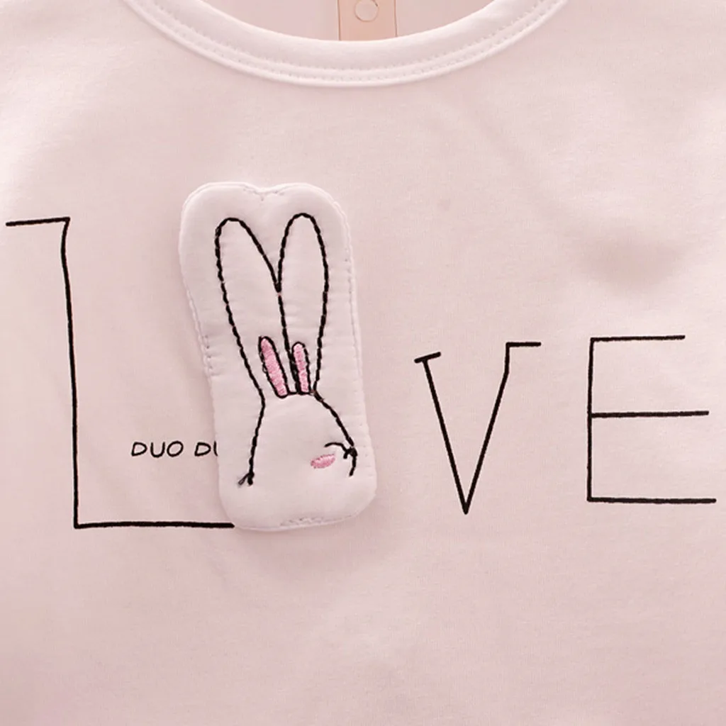 Комплекты одежды для девочек лето 2019 одежда маленьких футболка с мультяшным