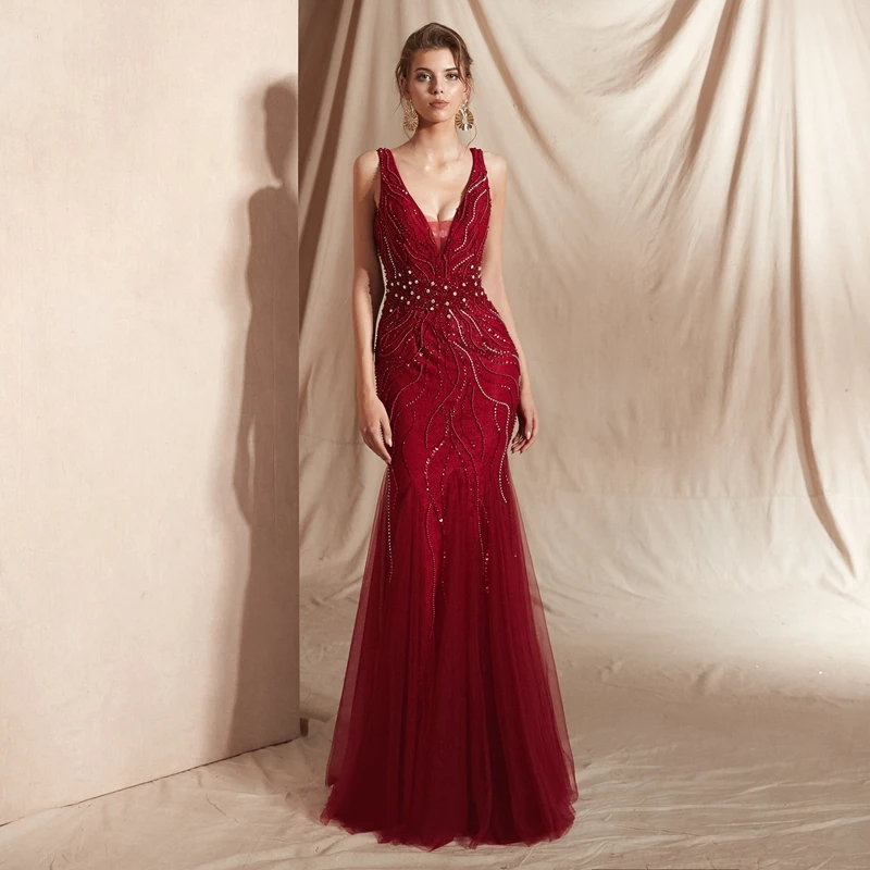 

New Arrival Mermaid Evening dress 2021 vestidos de festa abiye Evening dresses abendkleider formal dress Crystals Beading dress