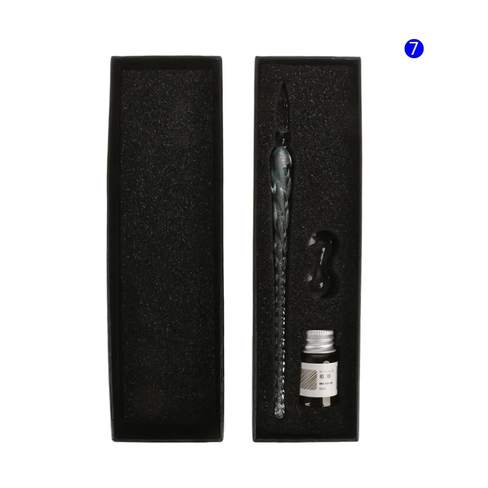 Crystal Glass Dip Pen Set Non-carbon Ink Fountain Signature Pen Writing Tools