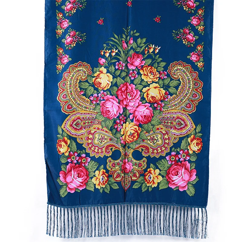 twill silk scarf crinkle hijab Printed long scarf Twill cotton fringed shawl Rose tassel luxury scarf foulard femme musulman